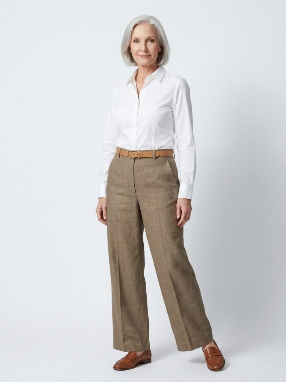 Zara Wide-Leg Wool Pants in Taupe NWT
